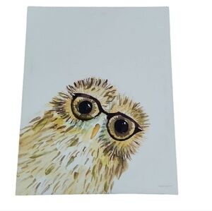 🦉 Owl in Glasses Canvas Wall Art by Mercedes‎ Lopez Charro 11"×14" inches